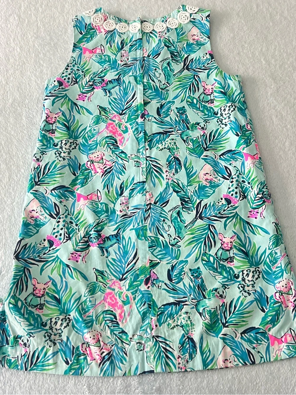 Lilly Pulitzer shift dress Barking Up the Palm Tree print Girl size 8